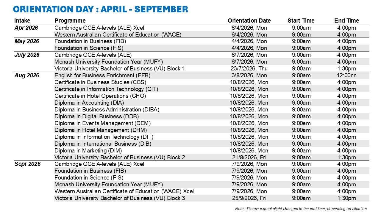 SCHEDULE APR SEPT 2026