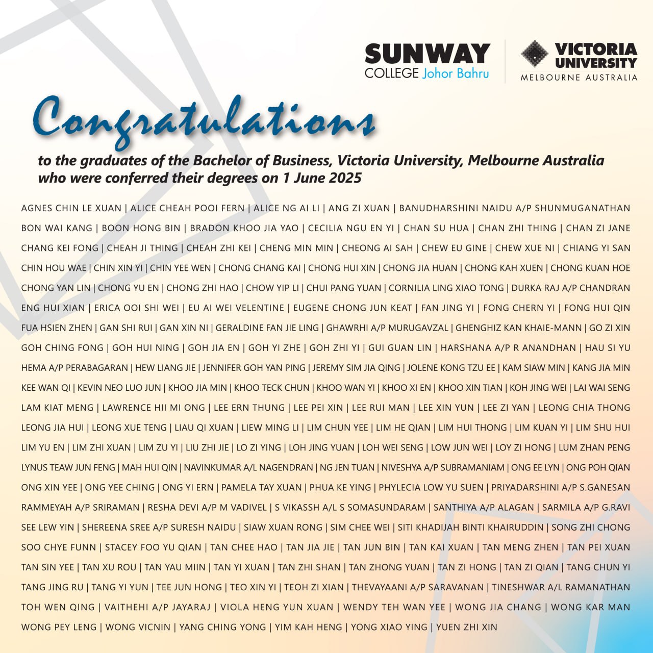 VU 2025 Graduate List
