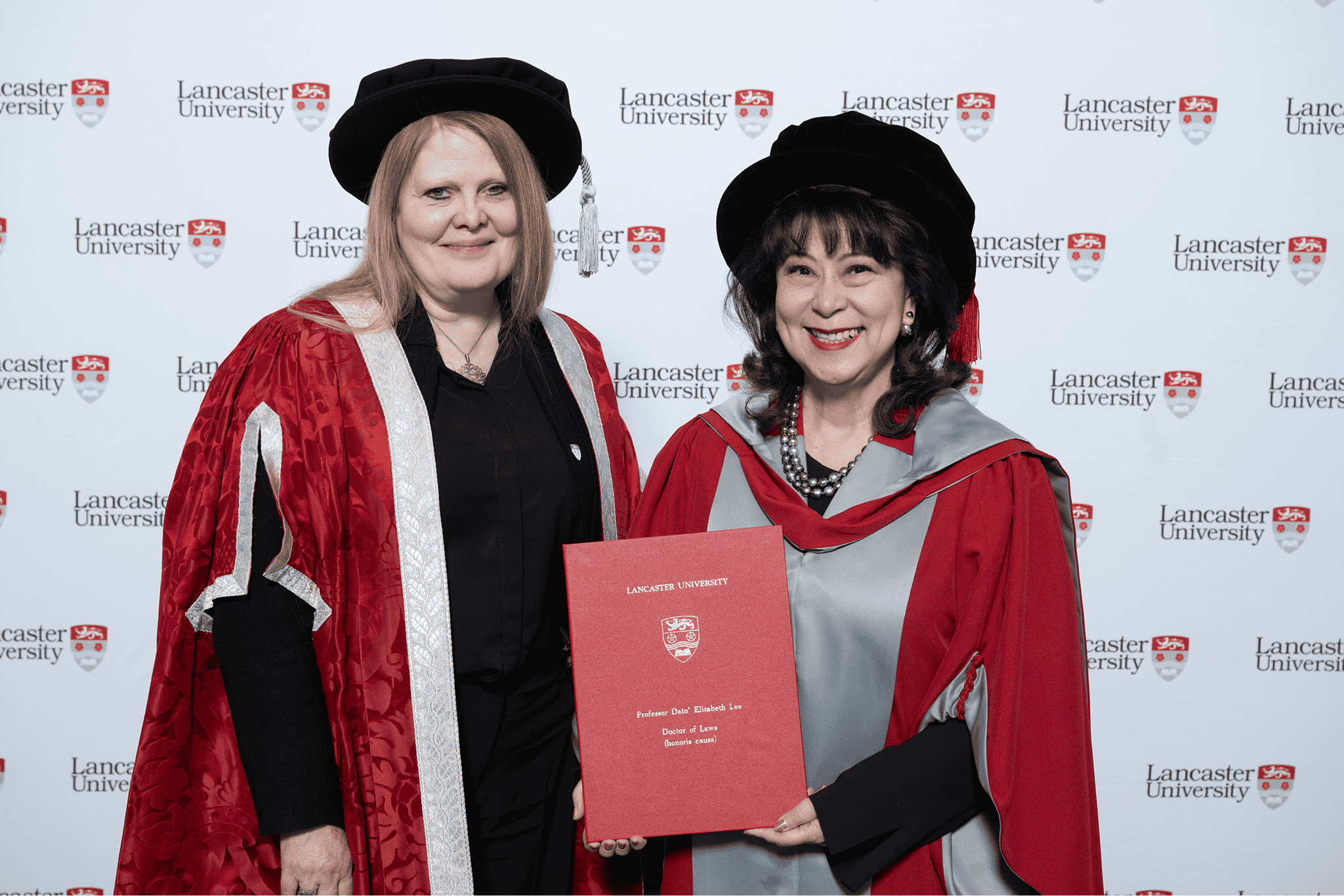 Elizabeth with Professor Rebecca Lingwood, Interim Vice-Chancellor of Lancaster University