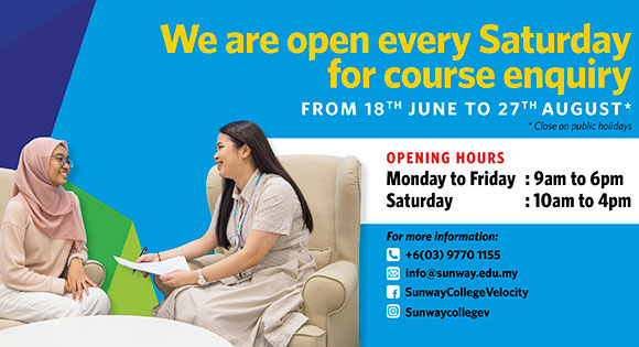 We are open every Saturday for course enquiry